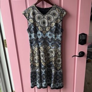Adore Black and Blue Patterned Mini Dress